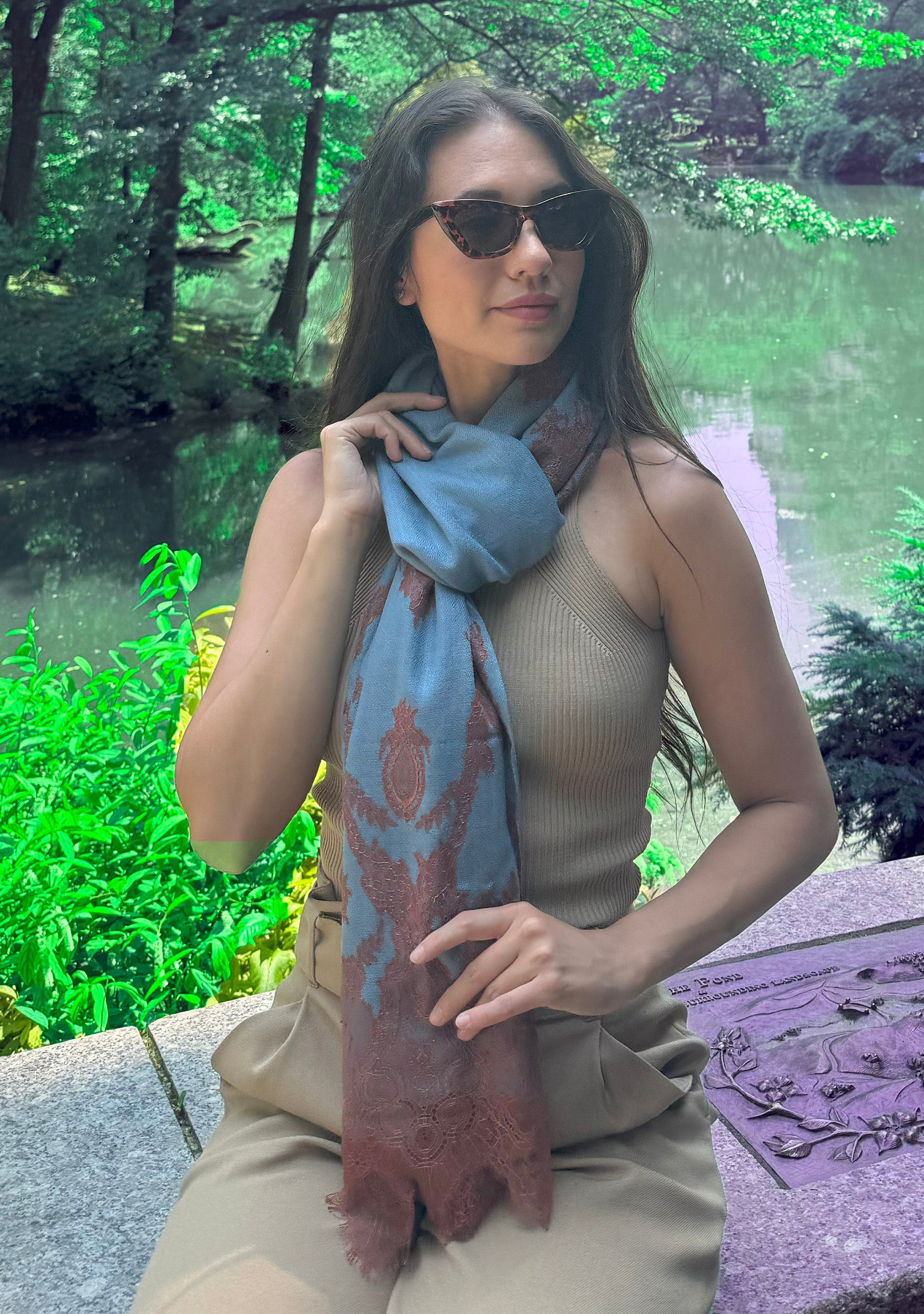 Steel Blue Cashmere Scarf
Mocha Mousse Lace